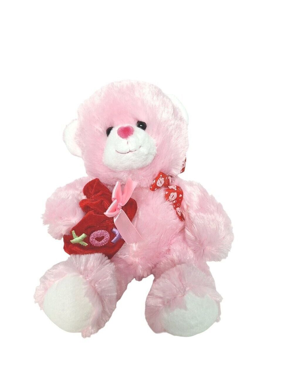 Hugfun Pink Teddy Bear Plush Red XOXO Gift Bag 14 Inch